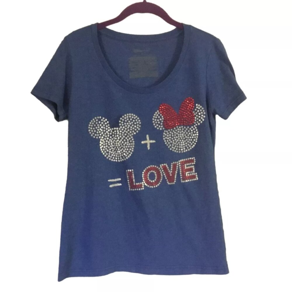 Disney Store Mickey and Minnie Equals Love Graphic Tee Women's Small